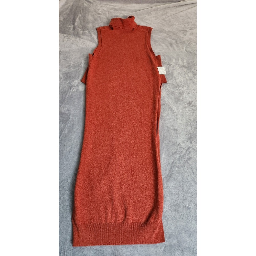New Free People Terra Cotta Sleeveless Turtleneck Tunic Sweater Dress S Slits